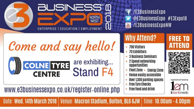 Colne Tyre Centre - Join Us - E3 Expo Twitter and Facebook